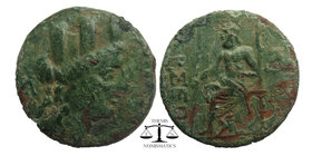 CILICIA. Tarsos. Ae (164-27 BC)
Turreted head of Tyche right; monogram to left./ΤΑΡΣΕΩΝ. Zeus seated left on throne, holding sceptre; two monograms to...