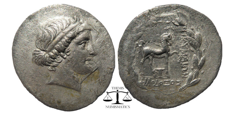 Kyme AR Tetradrachm, c. 165-140 BC
Obv. Head of the Amazon Kyme to right, wearin...