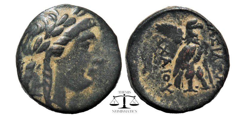SELEUCID KINGDOM. Achaios.,Usurper ( 220-214 BC ). Sardes mint. Ae.
Obv: Laurea...