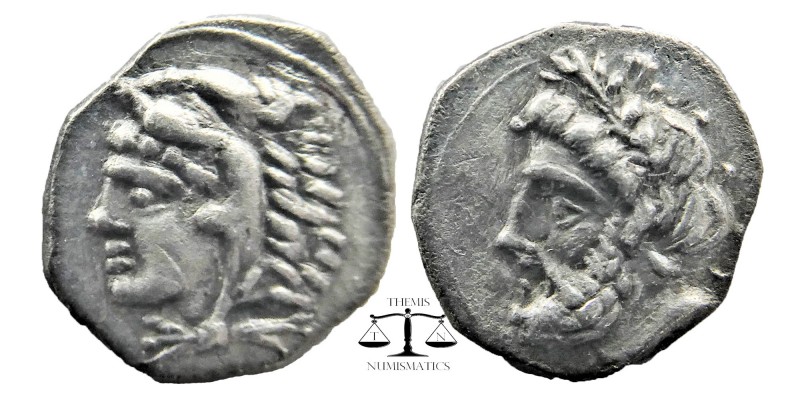 Cilicia, Uncertain, c. 4th century BC. AR Obol
Wreathed head of Zeus left / Hea...