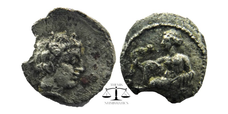 Cilicia, Tarsos AR Obol. Circa 389-375 BC
Female kneeling left, tossing astrala...