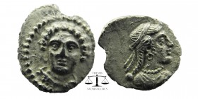 Cilicia. Tarsos. Datames, Satrap of Cilicia and Cappadocia. Obol AR.
Head of female facing slightly left, drapery around neck
Draped bust of female ...