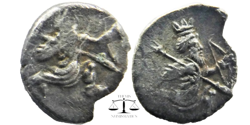 Cilicia, Mallos AR Obol. Circa 390-385 BC.
Persian king, wearing kidaris and ka...