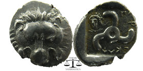 Dynasts of Lycia. Perikles (c. 380-360 BC). AR 1/3 Stater
Obv. Facing lion's scalp
Rev. 'Perikles' in Lycian; triskeles; to left, laureate and draped ...