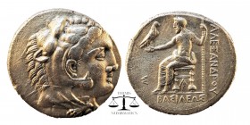 Kingdom of Macedon, Alexander III 'the Great' AR Tetradrachm. Arados, circa 324/3-320 BC.
Struck under Menes or Laomedon.
Obv: Head of Herakles righ...