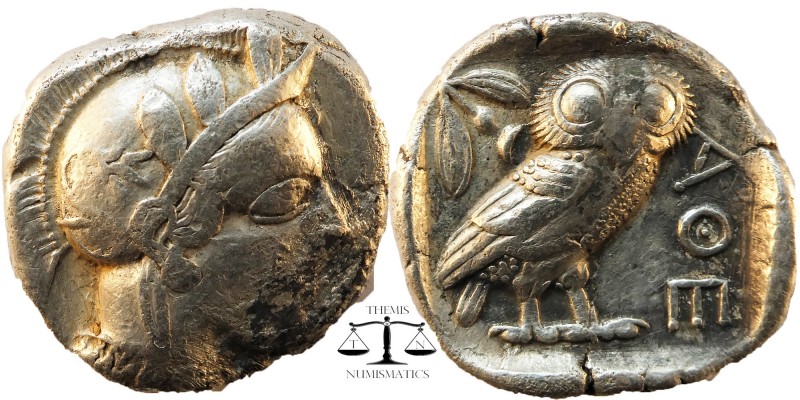 ATTICA,Athens. AR Tetradrachm, c. 454-404 BC. D
Helmeted head of Athena right, ...