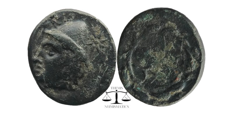Troas, AE12 Birytis ca. 4th century BC.
Head of Kabiros left, in pileus; star o...