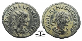 Aurelian, with Vabalathus. AD 270-275. AR Antoninianus
Antioch mint, 7th officina. 1st emission, November AD 270-March AD 272.
Radiate and cuirassed...