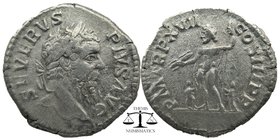 SEPTIMIUS SEVERUS. 193-211 AD. AR Denarius
Obv: SEVERVS PIVS AVG, laureate head right.
Rev: PM TRP XVII COS III PP, Jupiter standing left, holding thu...