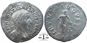Gordian III AR Denarius. Rome, AD 240-243
Laureate, draped, and cuirassed bust right / Hercules standing right, holding Apples of the Hesperides behi...