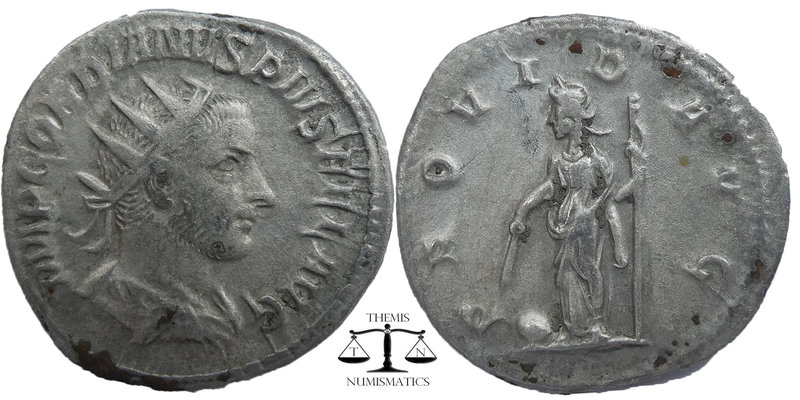 Gordian III AR Antoninianus. Antioch, AD 238-239.
IMP GORDIANVS PIVS FEL AVG, ra...