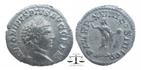 Caracalla (198-217 AD). AR Denarius
Obv. ANTONINVS PIVS AVG GERM, Laureate head righ
Rev. P M TR P XVIIII COS IIII P P, Sol standing facing, head le...
