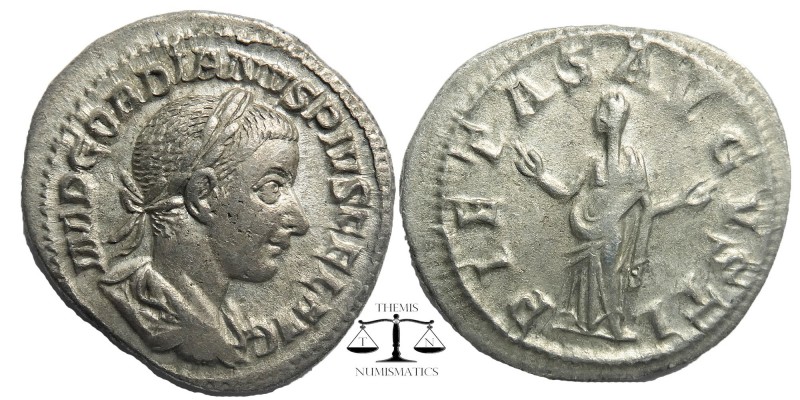 Gordian III. A.D. 238-244. AR denarius
IMP GORDIANVS PIVS FEL AVG, laureate, dr...
