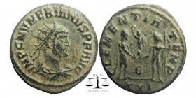 Numerian. A.D. 283-284. AE antoninianus
Antioch mint, struck A.D. 284
radiate, draped and cuirassed bust right/Carus standing right, holding scepter...