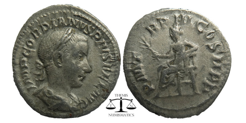 Gordianus III Pius (238-244 AD). AR. Denarius
Laureate, cuirassed and draped bus...