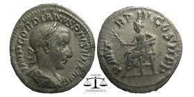 Gordianus III Pius (238-244 AD). AR. Denarius
Laureate, cuirassed and draped bust right of Gordian III. 
 Apollo seated left holding branch. RIC 114 [...