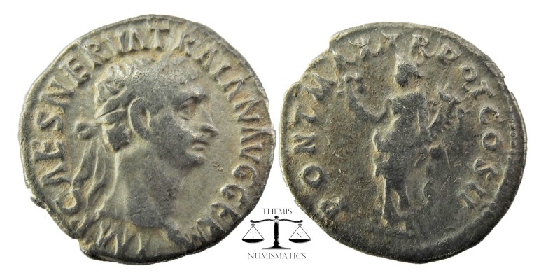 Trajan, 98-117. Rome, circa AD 98
Denarius, AR
IMP CAES NERVA TRAIAN AVG GERM,...