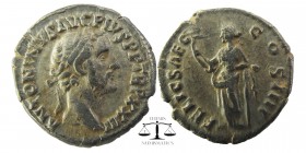 Antoninus Pius. AD 138-161. AR Denarius
ΛNTONINVS ΛVG PIVS P P TR P XXIIII, laureate head right
FELIC SΛEC COS IIII, Felicitas, draped, standing lef...
