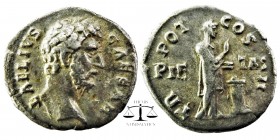 Aelius AR Denarius. Rome, AD 137. Father of Emperor Lucius Verus.
L AELIVS CAESAR, bare head right
TR POT COS II, Pietas standing right, before alta...