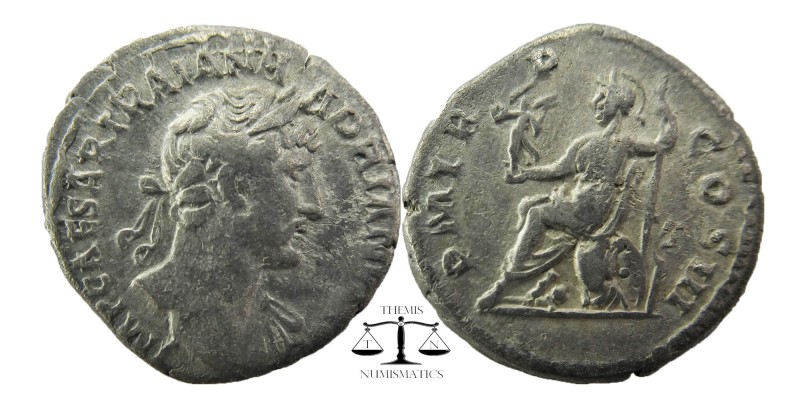 Hadrian (117-138), Denarius, Rome, AD 119-122; AR
Laureate bust r., drapery on ...