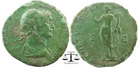 Trajan, AD 98-117. AE Sestertius
Laureate and draped bust of Trajan right.
Felicitas standing left holding caduceus and cornucopiae.
RIC 672; Cohen...
