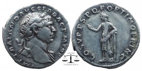Trajan (98-117), Denarius, Rome.
laureate bust r.
Felicitas standing l., holding caduceus and leaning on column.
RIC 121 C 81.
2,89 gr. 19 mm