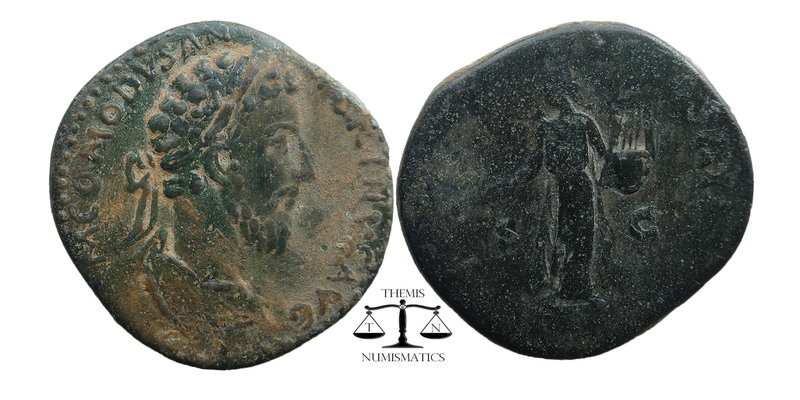 Commodus. A.D. 177-192. AE sestertius
Rome mint, struck A.D. 190
laureate head r...