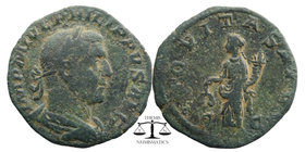 Philip I (244-249), AE Sestertius, Rome, c. AD 244-249.
IMP M IVL PHILIPPVS AVG. 
AEQVITAS AVGG / S - C. Laureate, draped and cuirassed bust right, se...