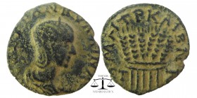 CAPPADOCIA. Caesarea. Tranquillina (Augusta, 241-244). Ae.
Draped bust right, wearing stephane and set upon crescent.
Six grain ears bound together....
