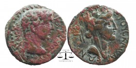 CILICIA. Anazarbus? Claudius (41-54). Ae
Laureate head of Claudius right.
Turreted, veiled and draped bust of Tyche right.
RPC I 4084
4,20 gr. 20 ...