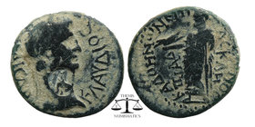 PHRYGIA. Cadi. Claudius (AD 41-54). Ae. 
Meliton, son of Asklepiados, magistrate. 
Obv: KΛAYΔIOC KAICAP. Laureate head right, monogram. 
Rev: EΠI MEΛI...