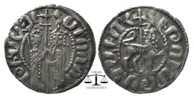 Armenian Kingdom, Cilician Armenia. Hetoum I. 1226-1270. AR tram
Zabel and Hetoum standing facing one another, each crowned with head facing and holdi...