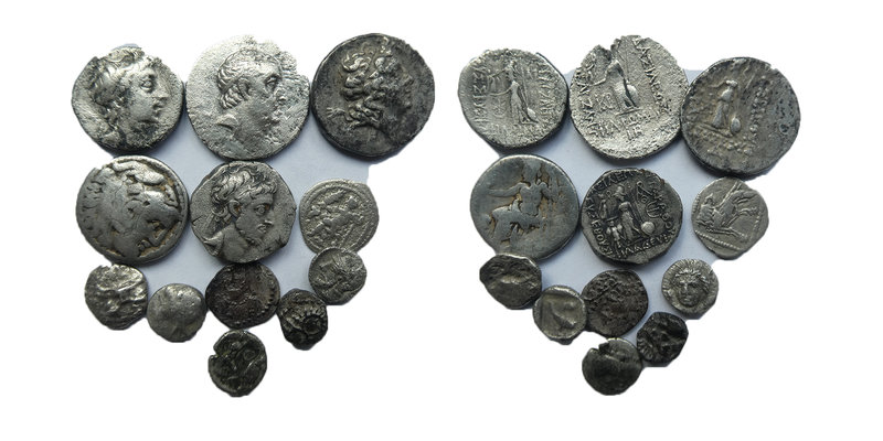 Lot Of 12 Silver Greek Coins. Sold As Seen.
