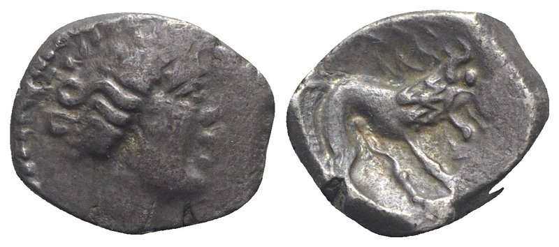 Celtic. Southern Gaul. Insubres, 2nd century BC. AR Drachm (13mm, 2.42g, 6h). Im...