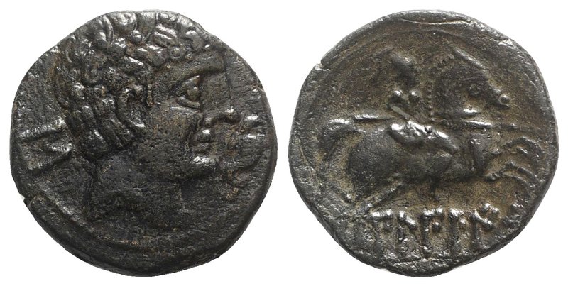 Spain, Bilbilis, late 2nd-early 1st century BC. Æ As (26.5mm, 12.28g, 6h). Bare ...