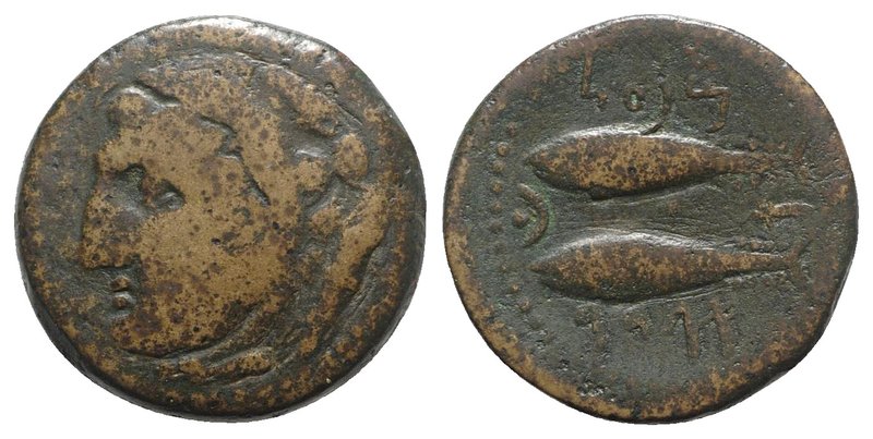 Spain, Gadir, late 2nd century BC. Æ Unit (25mm, 10.80g, 6h). Head of Melqart l....