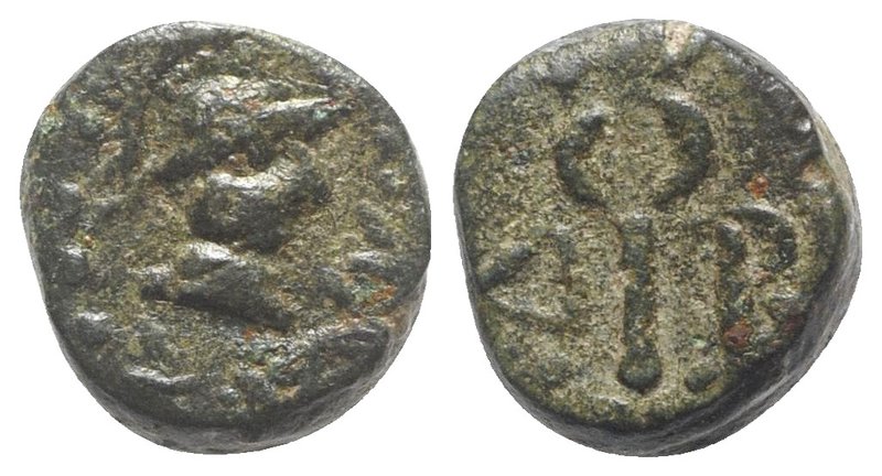 Gaul, Massalia, after 49 BC. Æ (10.5mm, 2.94g, 6h). Helmeted bust of Minerva r. ...