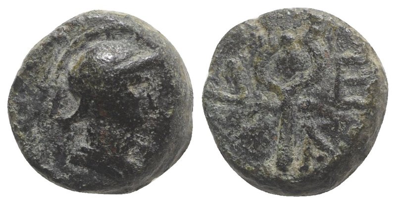 Gaul, Massalia, after 49 BC. Æ (12mm, 3.53g, 11h). Helmeted bust of Minerva r. R...