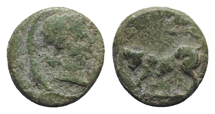 Gaul, Massalia, after 49 BC. Æ (11mm, 2.16g, 12h). Head r. R/ Lion(?) l. Cf. Dep...