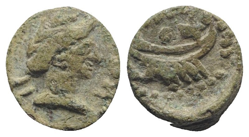 Gaul, Massalia, after 49 BC. Æ (10.5mm, 2.26g, 12h). Laureate head r. R/ Galley....