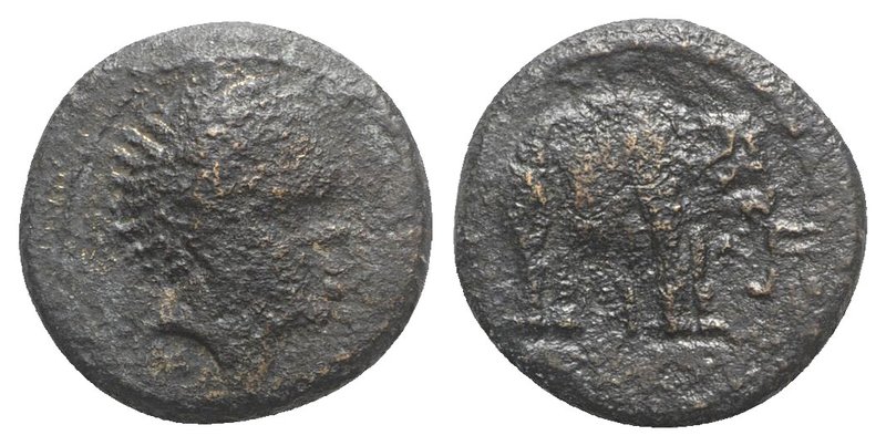 Etruria, Uncertain inland mint, c. 300-250 BC. Æ (18mm, 4.99g, 6h). African head...