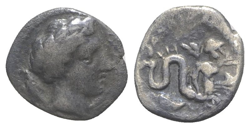 Campania, Allifae, c. 325-275 BC. AR Obol (10mm, 0.72g, 6h). Laureate head of Ap...