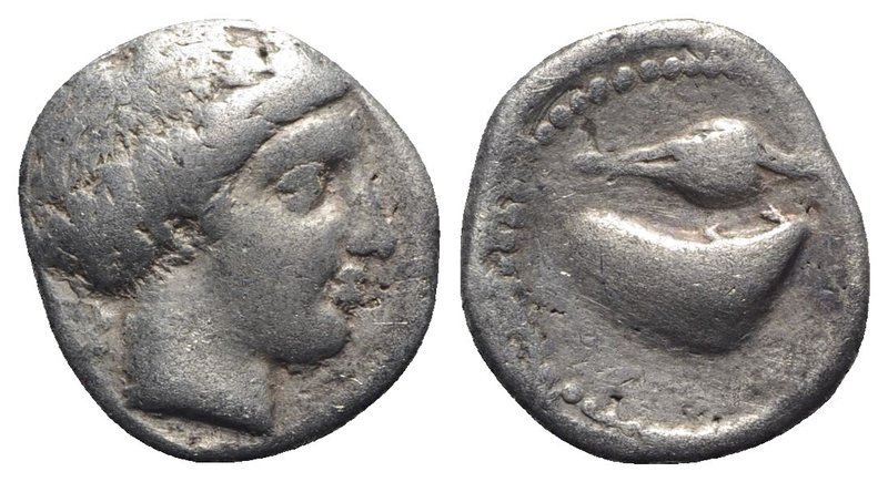 Southern Campania, Cumae, c. 420-385 BC. AR Didrachm (20mm, 7.43g, 1h). Female h...
