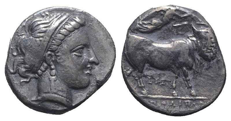 Southern Campania, Neapolis, c. 300 BC. AR Didrachm (19mm, 6.96g, 6h). Diademed ...