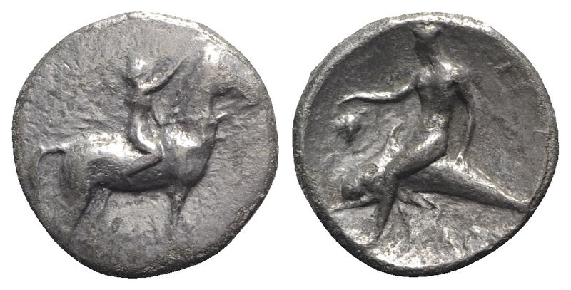 Southern Apulia, Tarentum, c. 302-280 BC. AR Nomos (20mm, 7.07g, 12h). Youth on ...