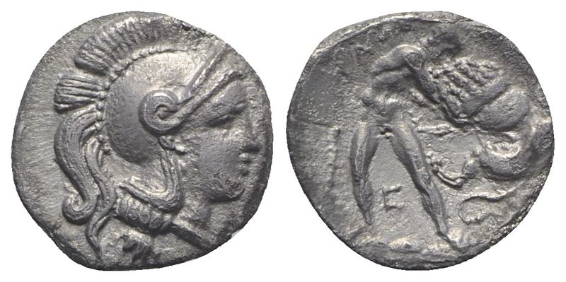 Southern Apulia, Tarentum, c. 325-280 BC. AR Diobol (11mm, 1.04g, 6h). Head of A...