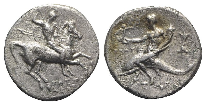 Southern Apulia, Tarentum, c. 280-272 BC. AR Nomos (20mm, 6.11g, 7h). Time of Py...