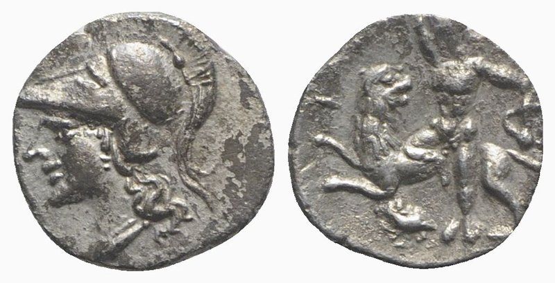 Southern Apulia, Tarentum, c. 280-228 BC. AR Diobol (10mm, 0.79g, 12h). Head of ...