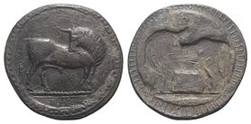 Southern Lucania, Sybaris, c. 550-510 BC. AR Stater (28mm, 7.24g, 12h). Bull standing r. on dotted exergual line, looking back; VM below. R/ Incuse bu...