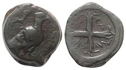 Sicily, Agyrion, c. 440-420 BC. Æ Hemilitron (24mm, 18.97g). Eagle standing l.; olive-sprig above. R / Wheel of four spokes. CNS III, 21; SNG ANS 1166...